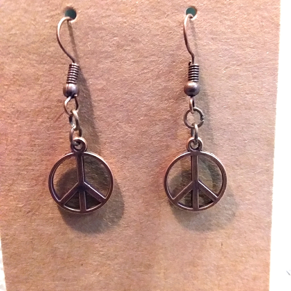 Copper Peace Sign Earrings